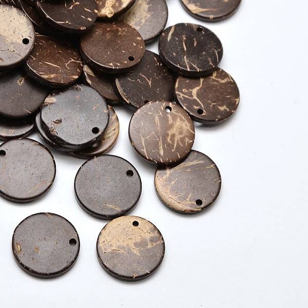 Wood Jewelry Findings Flat Round Coconut Pendants