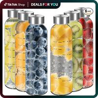 【WINSA】 Glass Juice Bottles With Lids 17oz 25oz-4Pack- 6 Pack, Clear Water Bottle, Juicing Bottles Reusable Glass With St...
