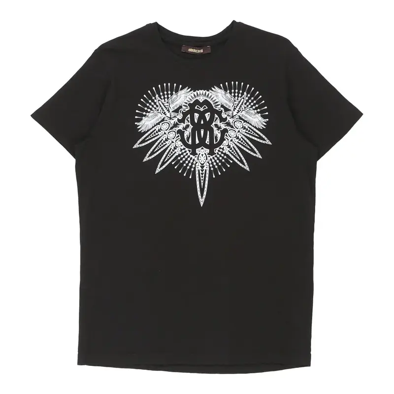 Roberto Cavalli Graphic T-Shirt - Large Black Cotton
