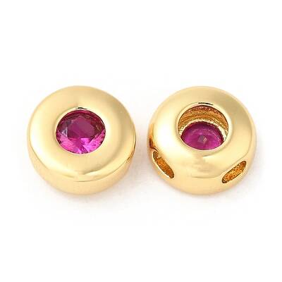 Brass Micro Pave Cubic Zirconia Beads