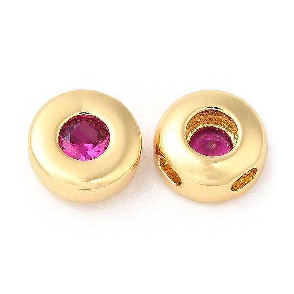 Brass Micro Pave Cubic Zirconia Beads