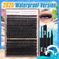 [2025 Waterproof] Volume Lash Clusters Kit DIY Lash Extension Kit D Curvature Eyelash Extensions with Lash Bond and Seal Twee...