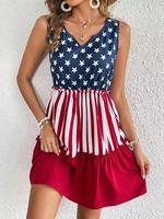 Women's American Flag Print Tank Dress, Casual Sleeveless Dress for Summer, Ladies Clothes for Daily Wear, Womenswear