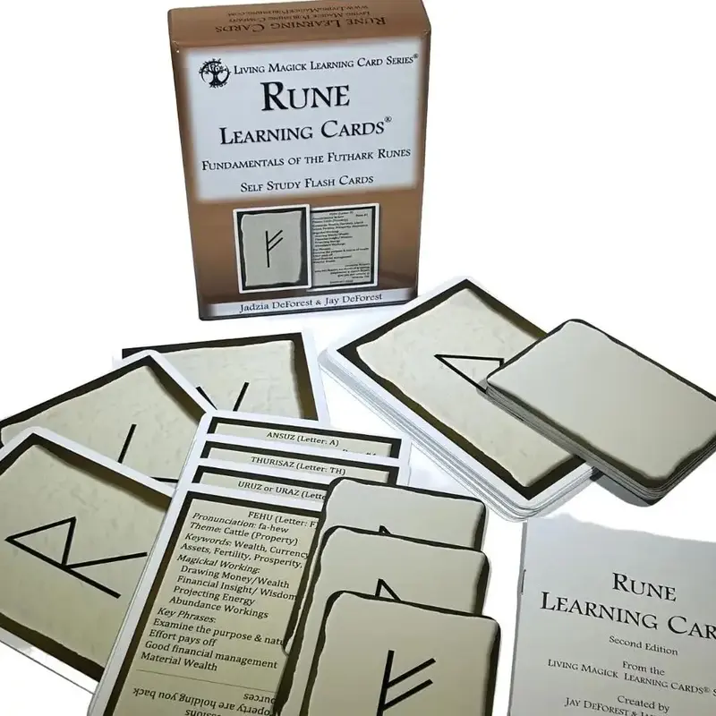 Living Magick RUNE LEARNING CARDS - Learn the Norse Futhark Runes - Self Study Flash Cards, Beginners and Advanced