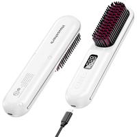 Cordless Hair Straightener comb - 9600mAH Portable Straightening Brush for Travel, Mini Hot Ionic Straightener Comb for Women...