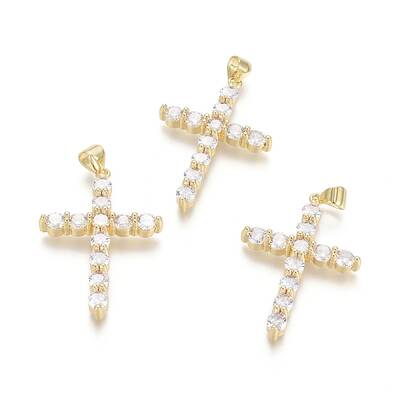 Brass Micro Pave Clear Cubic Zirconia Pendants