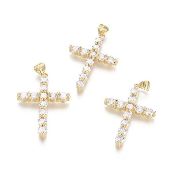 Brass Micro Pave Clear Cubic Zirconia Pendants