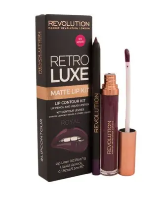 Set Makeup Revolution: Matte Liquid Lipstick Retro Luxe Royal 55 ml + Retro lip pencil Luxe Royal 1g