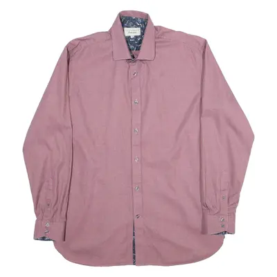 TED BAKER Endurance Mens Shirt Red Houndstooth Long Sleeve L