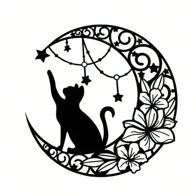 Moon & Cat Design Wall Hanging Ornament, Metal Wall Art Decoration, Wall Decor for Home Living Room Bedroom, Fall Decor, Men ...