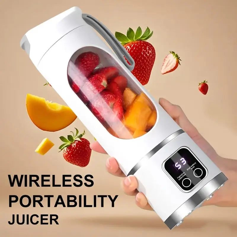 15.22 Oz Rechargeable Mini Blender Portable Usb Rechargeable Mini Blender & Juicer - 3 Modes, Digital Display, 12-Blade, Safe...
