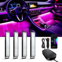 Car Interior Ergonomic Atmosphere Light, Car LED Light with APP Control, Music Sync Color Changing RGB LED Light Bar with Ch...