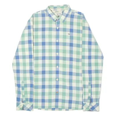 TOMMY HILFIGER Mens Shirt Green Check Long Sleeve M