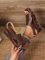 Women's Fashionable Studded Decorated Platform Sandals, Casual Comfortable Wedge Sandals for Beach, All-match Commuter Shoes ...