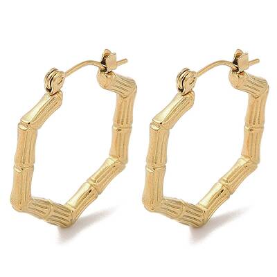 Texture Hexagon 201 Stainless Steel Half Hoop Earrings for Women