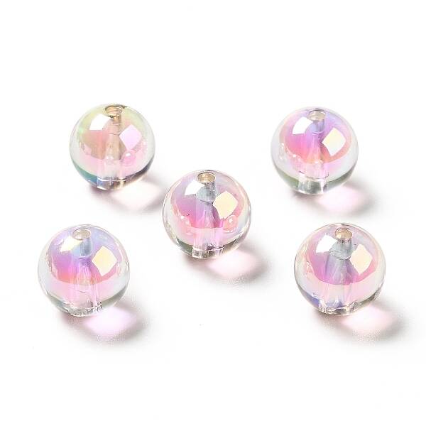 Two Tone UV Plating Rainbow Iridescent Acrylic Beads