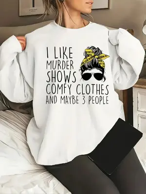 Women's Cartoon & Letter Print Crewneck Long Sleeve Sweatshirt, Loose Trendy Lady Casual Soft Comfort Fashion Round Neck Pull...