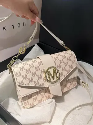Women's Elegant Letter Pattern Shoulder Bag, Fashionable Pu Leather Crossbody Bag for Daily Used, Casual Trendy Versatile Hig...