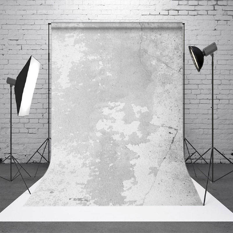 Grey Silver Abstract Shabby Wall Portrait Backdrop - Aperturee