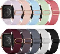 10 Pack Stretchy Solo Loop Compatible with Apple Watch Band 38mm 40mm 41mm 42mm 44mm 45mm 49mm Women Men, Sport Nylon Elastic...