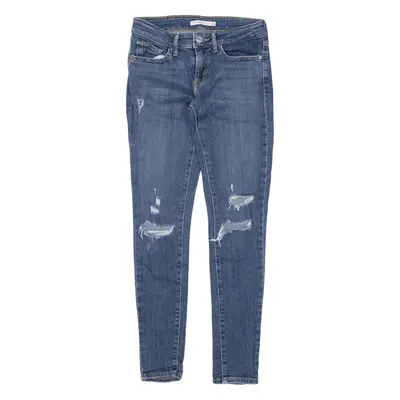 LEVI'S 711 Distressed Jeans Blue Denim Slim Skinny Womens W25 L28
