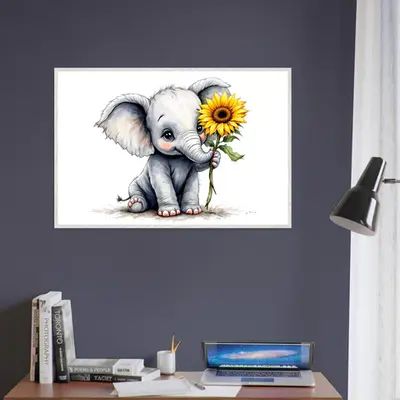 Baby Elephant Blooms - Whimsical Nature Decor