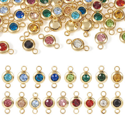34Pcs 17 Colors 304 Stainless Steel Rhinestone Connector Charms
