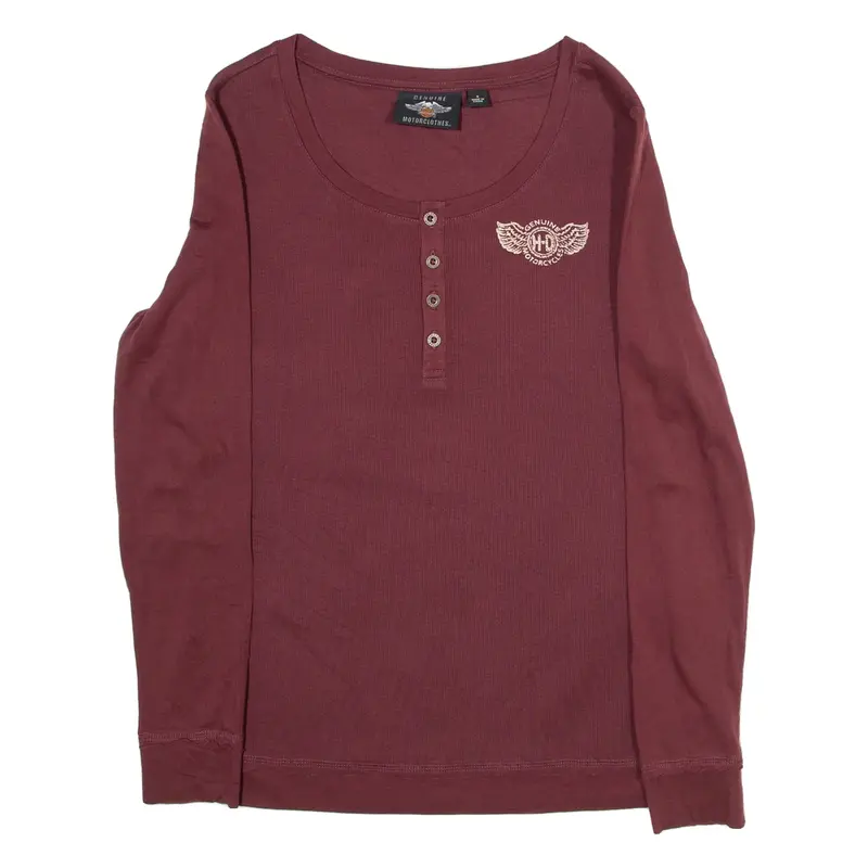 HARLEY DAVIDSON Womens T-Shirt Maroon Long Sleeve S