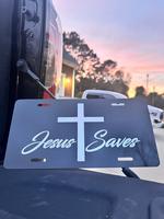Jesus Saves Front License Plate - 12x6 Inches, Weather Resistant, Handmade in the USA, Humor Decal for Trucks & Cars, Easy In...