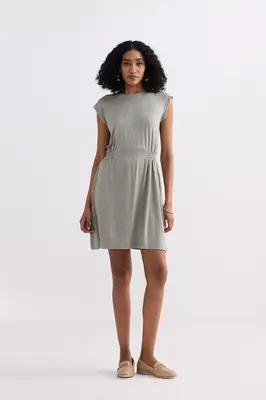 Short Dress With Smocking Side Detail in Light Olive | Color: Frost & Mist | Size: L