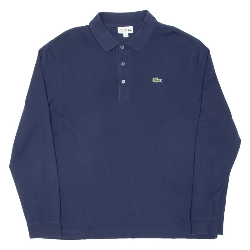 LACOSTE Mens Polo Shirt Blue Long Sleeve XL
