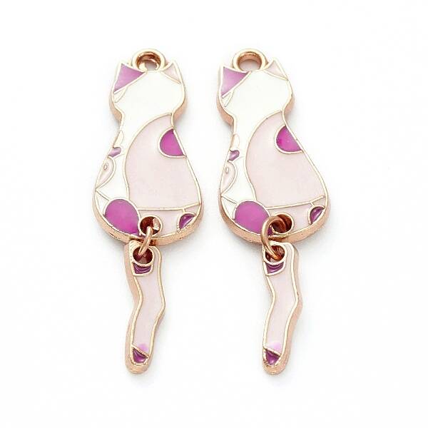 Cat Shape Alloy Enamel Pendants & Dangle Earring Making Kits