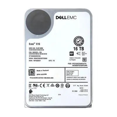 0JGXRK Dell 16TB 7200RPM 12Gb/s SAS Hot Plug 3.5-inch Hard Drive