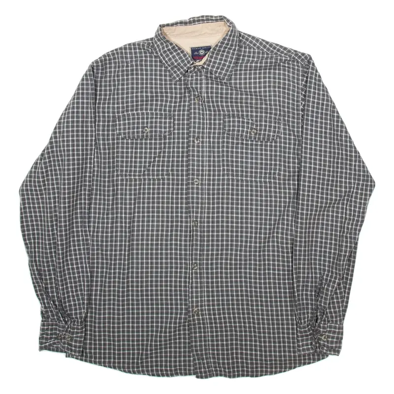 WRANGLER Mens Shirt Grey Check Long Sleeve M