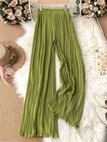 Women's Solid Color Wide Leg Pants, Modern Casual Comfy Trousers for Daily Wear, Ladies Bottoms for All Seasons, Wide Legged ...