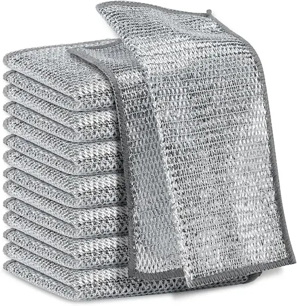10 PCS New Upgrade double-Layer Non-Scratch Multipurpose Steel Wire Dishcloths - Reusable Quick-Dry Odor-Free Scrub Cloths fo...