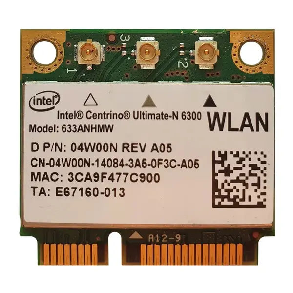633ANHMW Intel Centrino Ultimate-n 6300 450Mbps 2.4GHz / 5GHz IEEE 802.11a/b/g/n Bluetooth 4.0 Half Mini PCI Express Wireless...