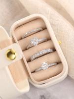 Women's Elegant Rhinestone Decorated Ring Set, Exquisite Trendy Ring Set, Fashionable Jewelry for Women As Engagement Anniver...