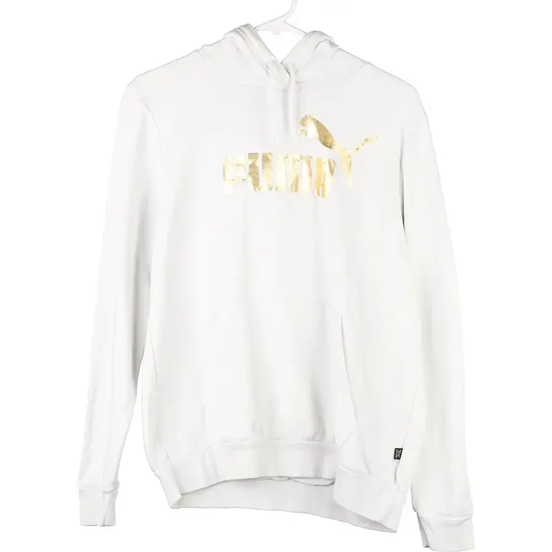 Puma Spellout Hoodie - Large White Cotton Blend