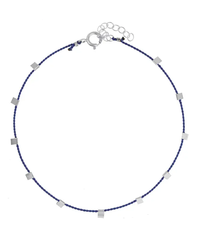 Hilo Bracelet | Metal Color: Silver | Color: Dark Blue | Length: Adjustable 6 - 7 inches