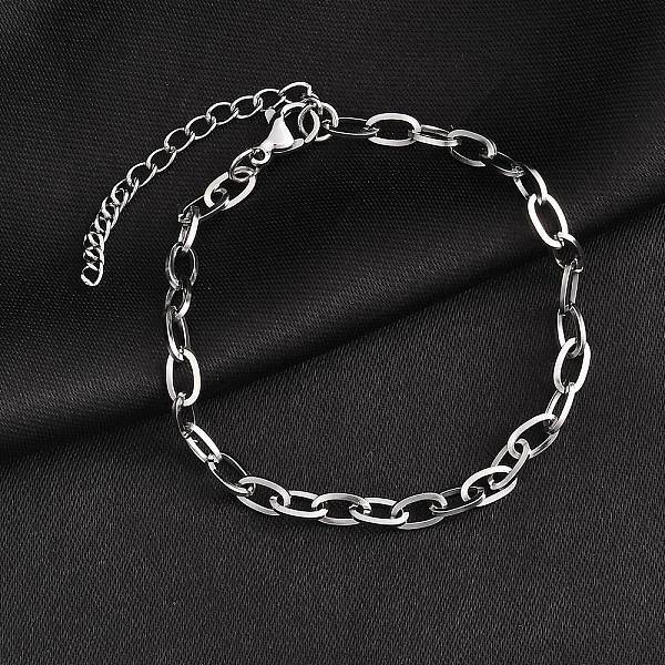 Non-Tarnish 304 Stainless Steel Cable Chain Bracelet for Men Women