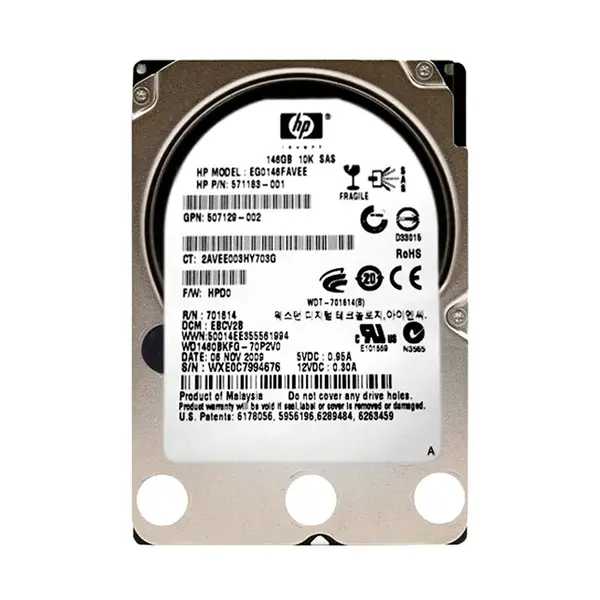571183-001 HP 146GB 6Gb/s SAS 10000 2.5-inch 16MB Hard Drive