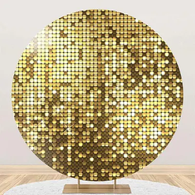 Round Golden Metal Plaid Pattern Birthday Backdrop - Aperturee