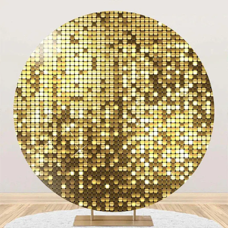 Round Golden Metal Plaid Pattern Birthday Backdrop - Aperturee