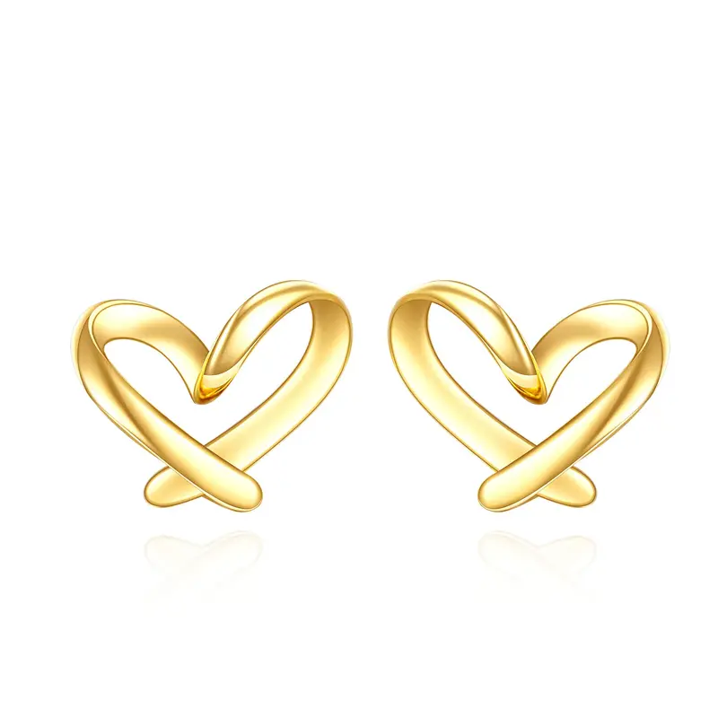 14K Gold Heart Stud Earrings