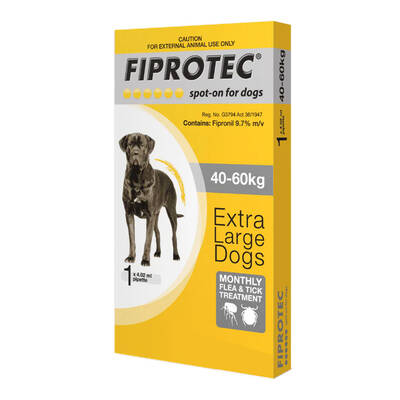 Fiprotec Spot-On For Dogs Extra Large 88 - 132lbs (Yellow) 12 Pack