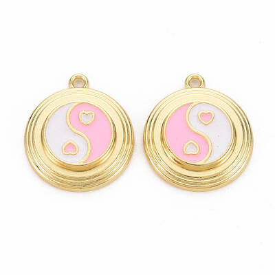 Rack Plating Light Gold Alloy Enamel Pendants