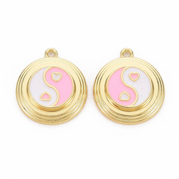 Rack Plating Light Gold Alloy Enamel Pendants