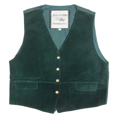 MISS JOY Womens Blazer Waistcoat Green Leather Suede 90s M