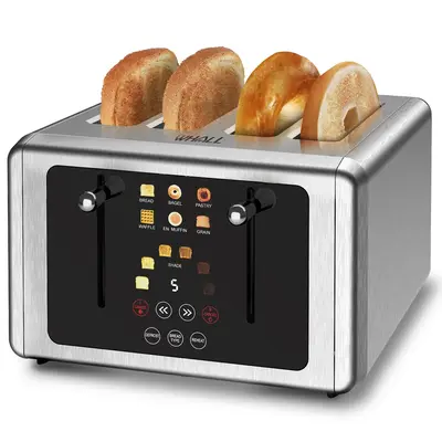 【Fall Deals】WHALLPRO 2&4 Slice Toaster with Stainless Steel Digital Timer Toaster with Sound Function,Smart Extra Wide Sl...